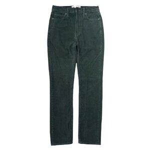 Women Gap Vintage Slim High Rise 24" waist Forest Emerald Green Corduroy Pants